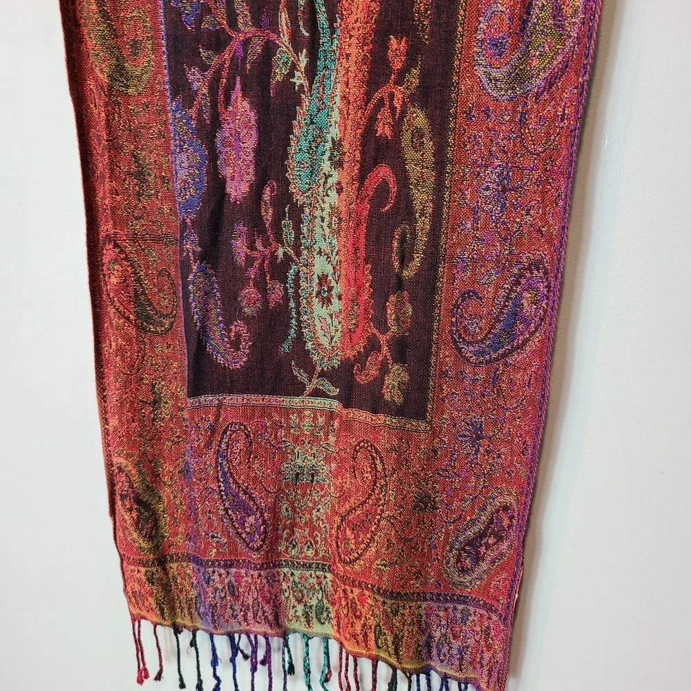 Sacred Threads Soft Scarf Fringe Patchwork Paisley Boho Art Gypsy 70